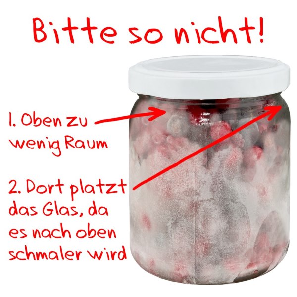 Fehler beim Einfrieren im Glas